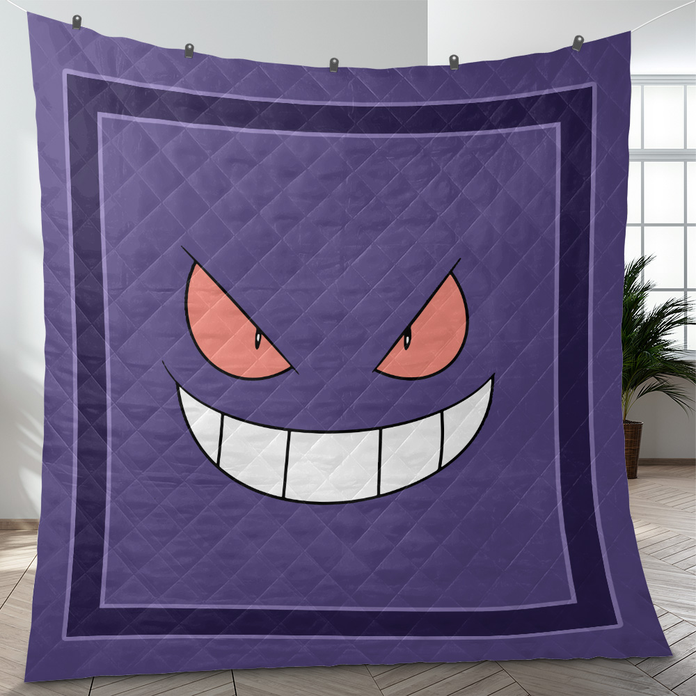 Pokemon Gengar Face Quilt Blanket