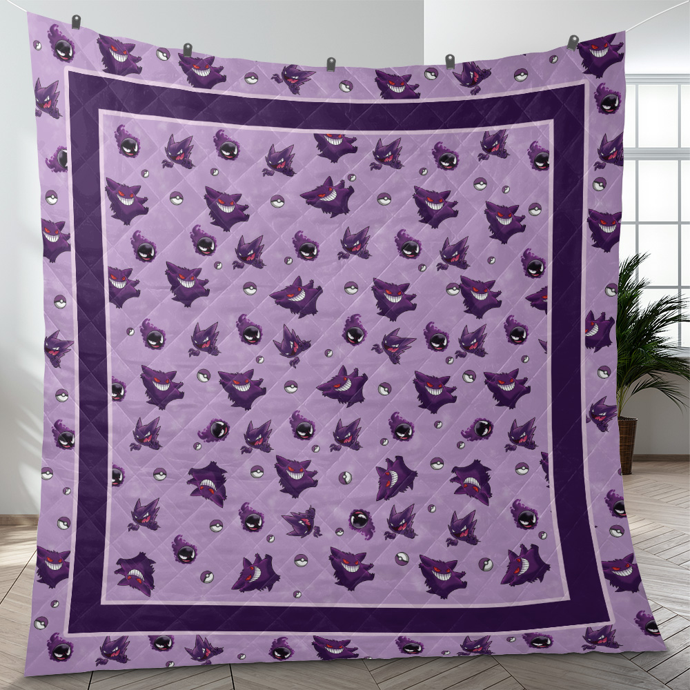 Pokemon Gengar Pattern Quilt Blanket