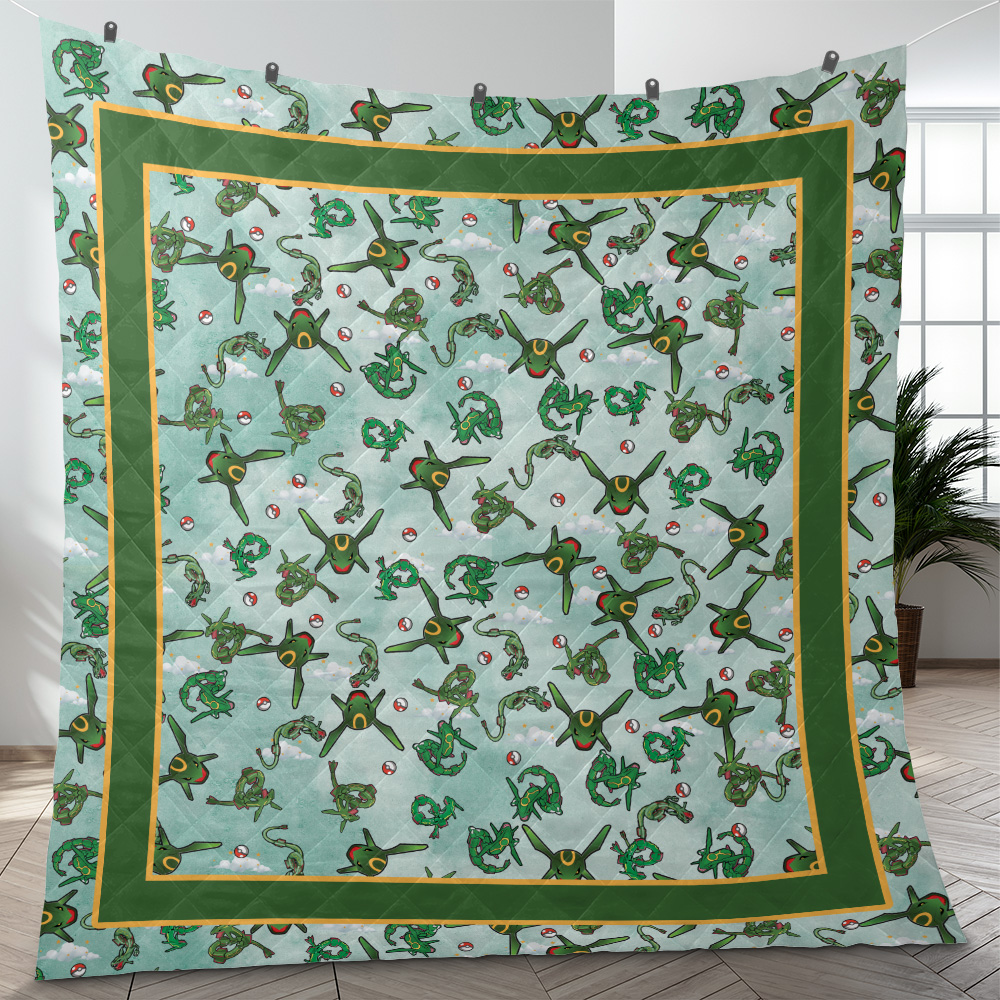 Rayquaza Pattern Pokemon Quilt Blanket