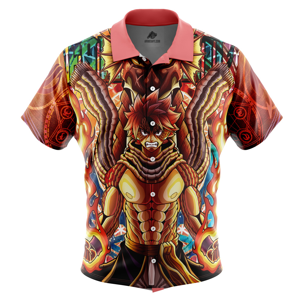 Trippy Natsu Dragneel Fairy Tail Button Up Hawaiian Shirt