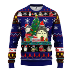 Totoro Ghibli Ugly Christmas Sweater Blue - Amazing Gift Idea