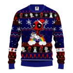 Deadpool Unicorn Christmas Sweater Blue - Perfect Holiday Gift