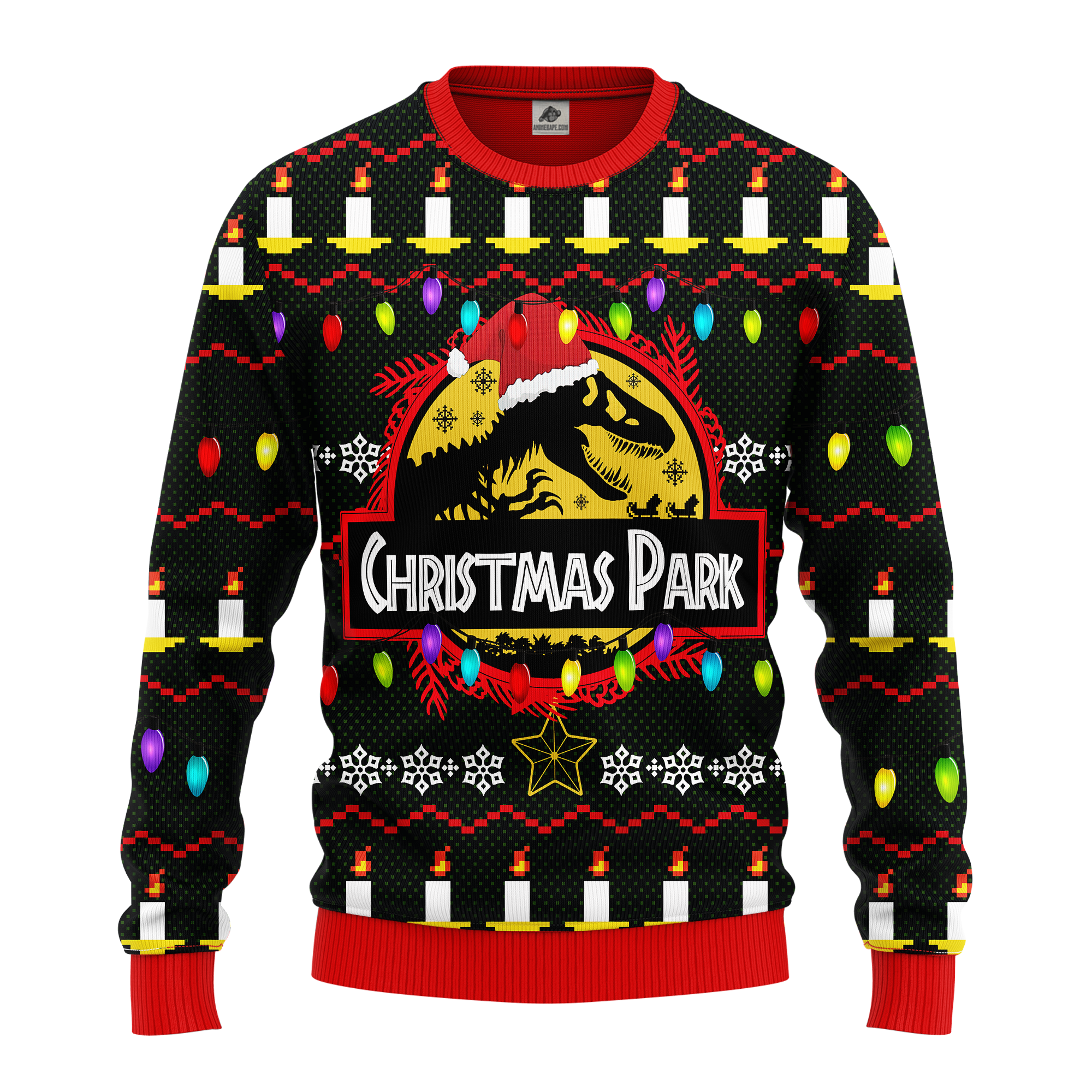 20251114-171634 Jurassic Park T-Rex Anime Ugly Christmas Sweater Holiday Gift - Image 1