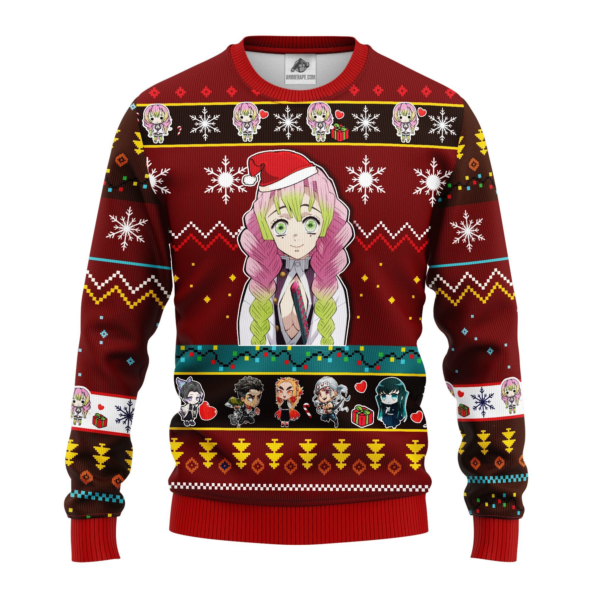 20251122-093100 Mitsuri Kanroji Demon Slayer Ugly Christmas Sweater Red Gift Idea - Image 1