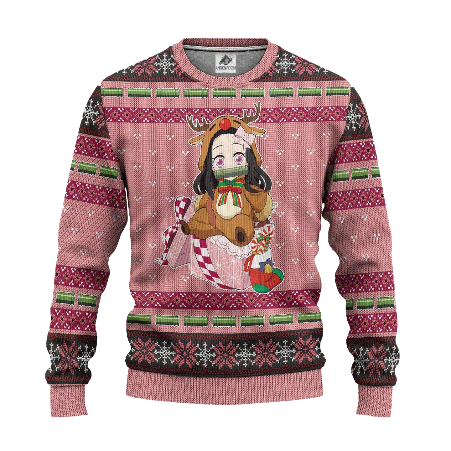 20251122-093718 Nezuko Ugly Christmas Sweater for Demon Slayer Fans - Xmas Gift - Image 1