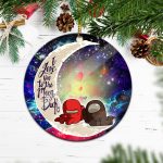 Among Us Couple Love You To The Moon Galaxy Mica Circle Ornament Perfect Gift For Holiday 2