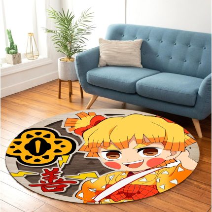 Demon Slayer Zenitsu Agatsuma Round Carpet Rug Bedroom Livingroom Home Decor 2