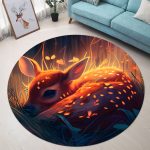 Fawn Bedded Down In The Grass Round Carpet Rug Bedroom Livingroom Home Decor 1