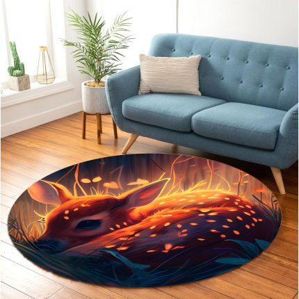 Fawn Bedded Down In The Grass Round Carpet Rug Bedroom Livingroom Home Decor 2