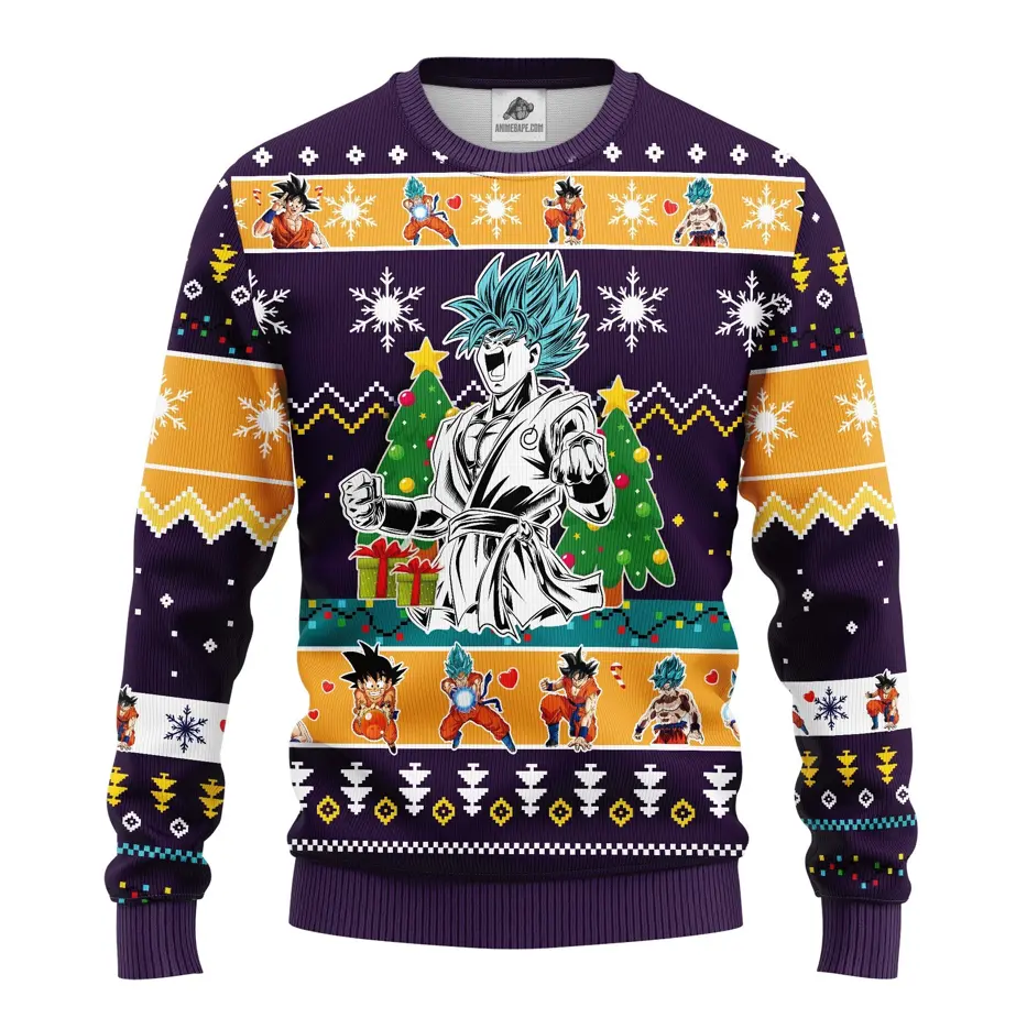 Goku Blue Dragon Ball Xmas Sweater for Men, Women, and Kids Gift Goku Blue Dragon Ball Xmas Sweater for Men, Women, and Kids Gift - Image 1