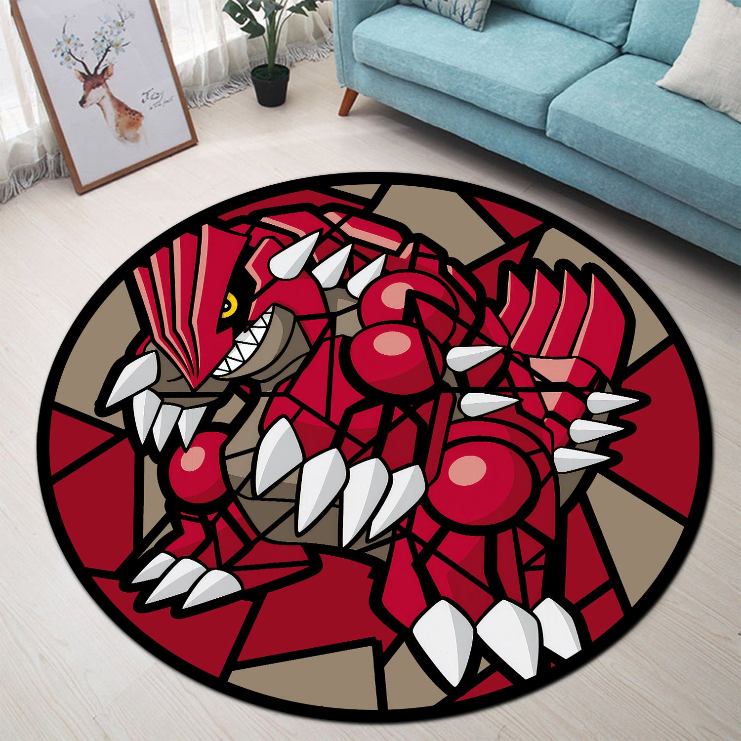 Groudon Pokemon Stained Glass Round Rug for Bedroom Living Room Decor ...