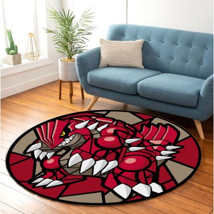 Groudon Pokemon Stained Glass Round Carpet Rug Bedroom Livingroom Home Decor 2