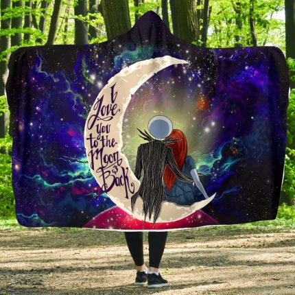 Jack And Sally Nightmare Before Christmas Love You To The Moon Galaxy Economy Hooded Blanket 1
