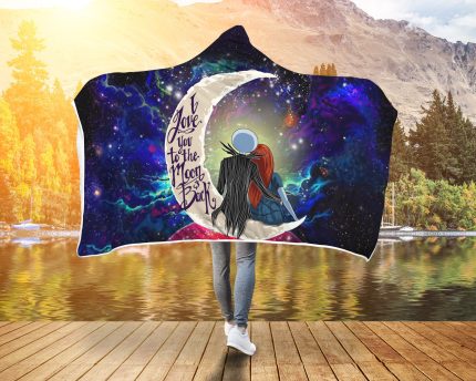 Jack And Sally Nightmare Before Christmas Love You To The Moon Galaxy Economy Hooded Blanket 2
