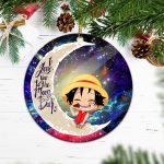 Luffy One Piece Love You To The Moon Galaxy Mica Circle Ornament Perfect Gift For Holiday 2