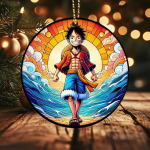 Monkey D. Luffy Ceramic Ornament, Movie Stained Glass Christmas Ornaments mk 2