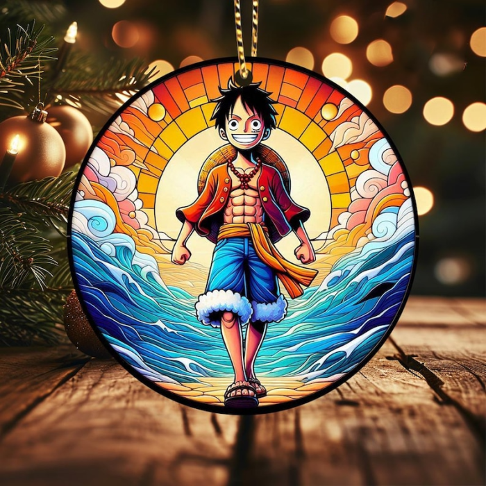 Monkey D. Luffy Ceramic Ornament, Movie Stained Glass Christmas Ornaments mk 2