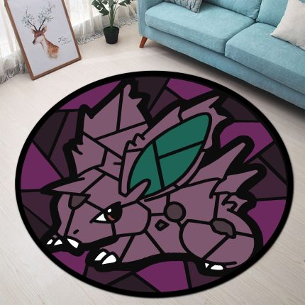 Nidoran Pokemon Stained Glass Round Carpet Rug Bedroom Livingroom Home Decor 1