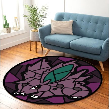 Nidoran Pokemon Stained Glass Round Carpet Rug Bedroom Livingroom Home Decor 2