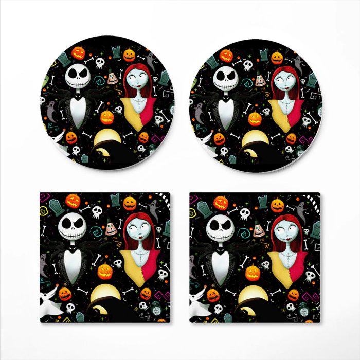 Nightmare Before Christmas Jack And Sally Ceramic Drink Coasters 2