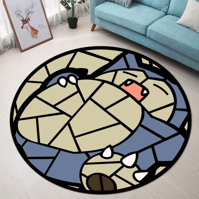 Pokemon Snorlax Stained Glass Round Carpet Rug Bedroom Livingroom Home Decor 1