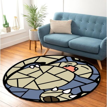 Pokemon Snorlax Stained Glass Round Carpet Rug Bedroom Livingroom Home Decor 2