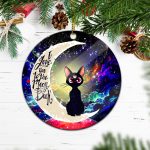 Sailor Moon Cat Love You To The Moon Galaxy Mica Circle Ornament Perfect Gift For Holiday 2