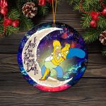 Simpsons Family Love You To The Moon Galaxy Mica Circle Ornament Perfect Gift For Holiday 1