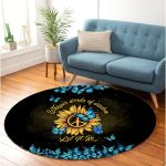 Sunflower Let It Be Butterfly Round Carpet Rug Bedroom Livingroom Home Decor 2