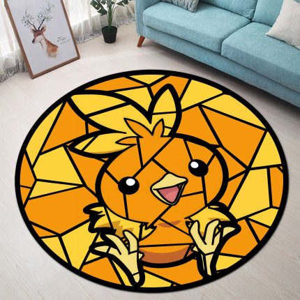 Torchic Pokemon Stained Glass Round Carpet Rug Bedroom Livingroom Home Decor 1