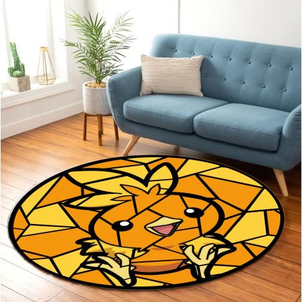 Torchic Pokemon Stained Glass Round Carpet Rug Bedroom Livingroom Home Decor 2