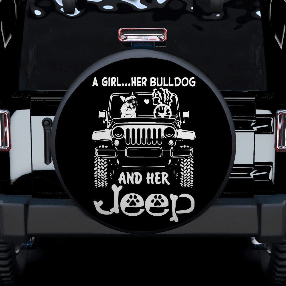 Girl Bulldog Jeep Car Spare Tire Covers Gift for Campers