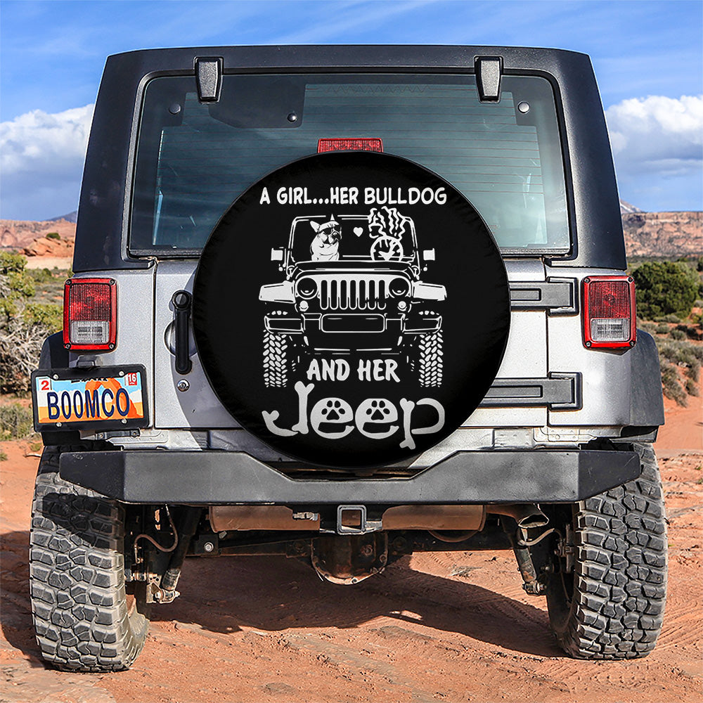 Girl Bulldog Jeep Car Spare Tire Covers Gift for Campers