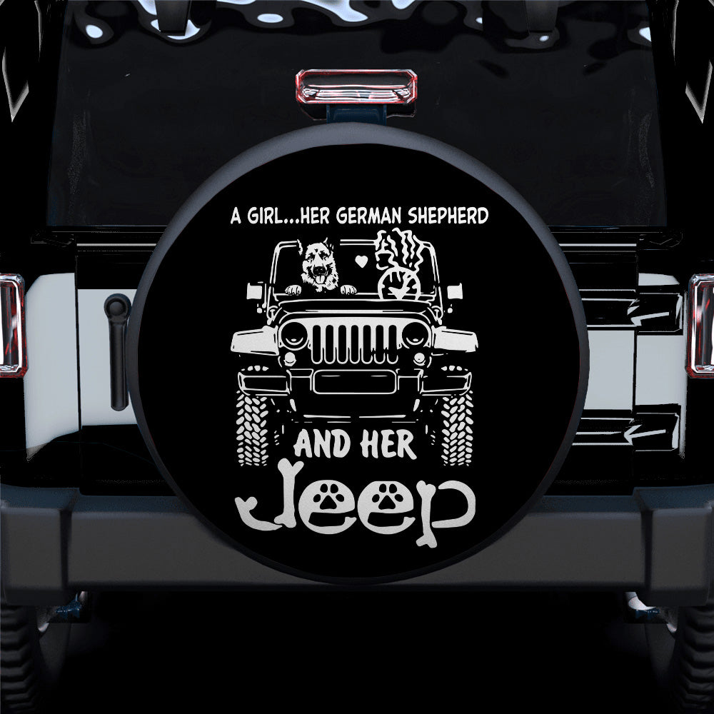 Girl and German Shepherd Jeep Spare Tire Covers for Campers Gift