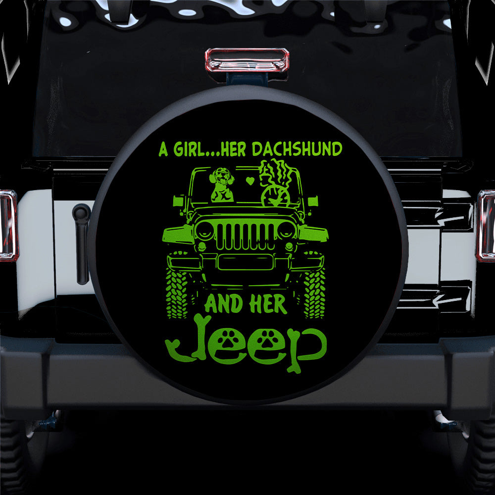 Dachshund Jeep Spare Tire Covers Gift for Campers - Green Design