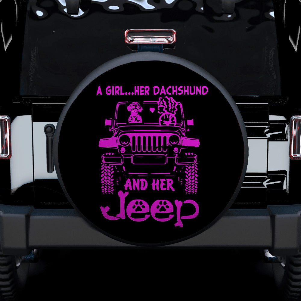 Dachshund Pink Car Spare Tire Covers Gift for Campers and Girls