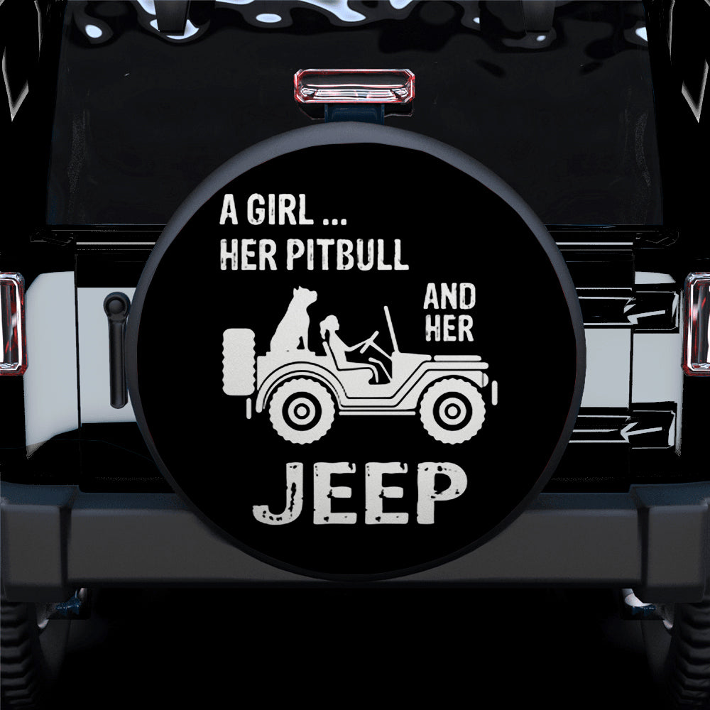 Pitbull Girl Jeep Spare Tire Cover Gift for Campers and Dog Lovers