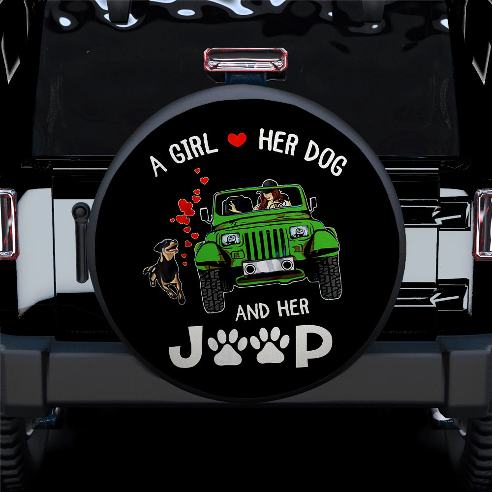 Girl Dog Jeep Spare Tire Cover - Gift for Campers, Green Design