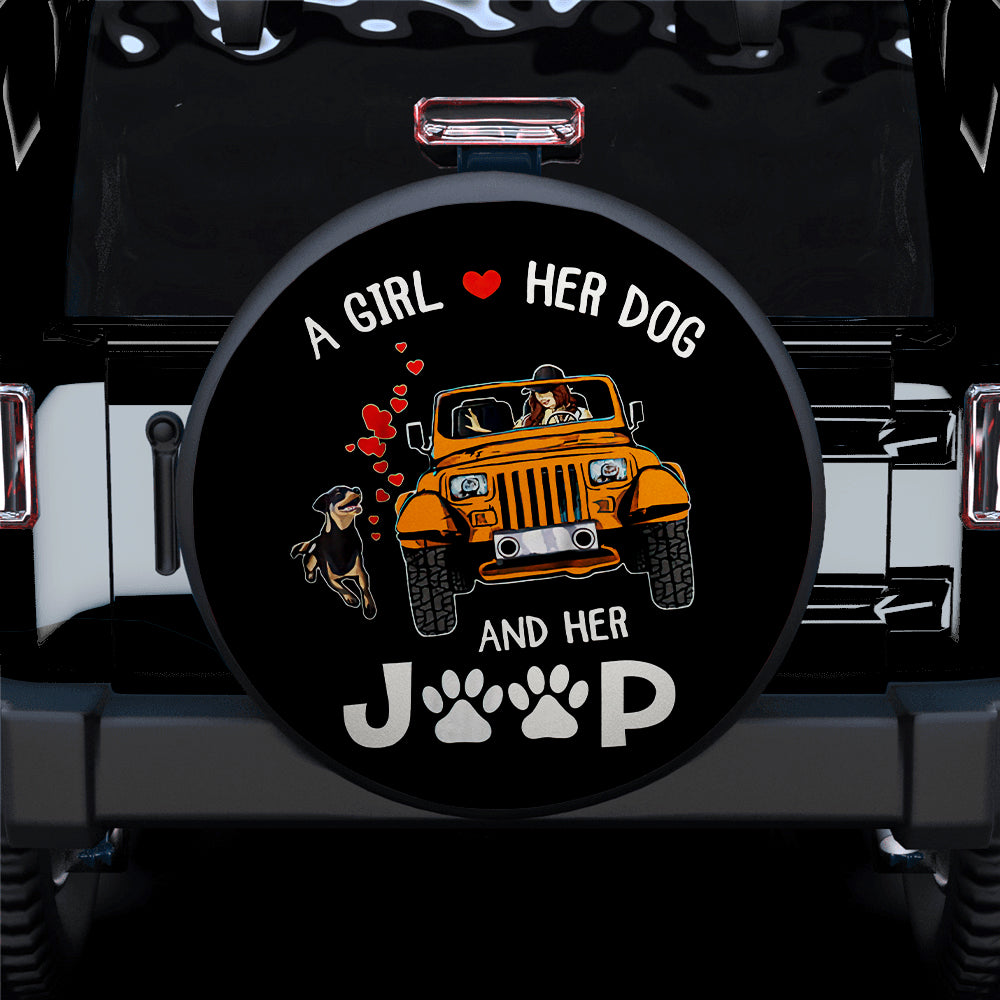Girl Dog Lover Spare Tire Cover - Jeep Orange Gift for Campers