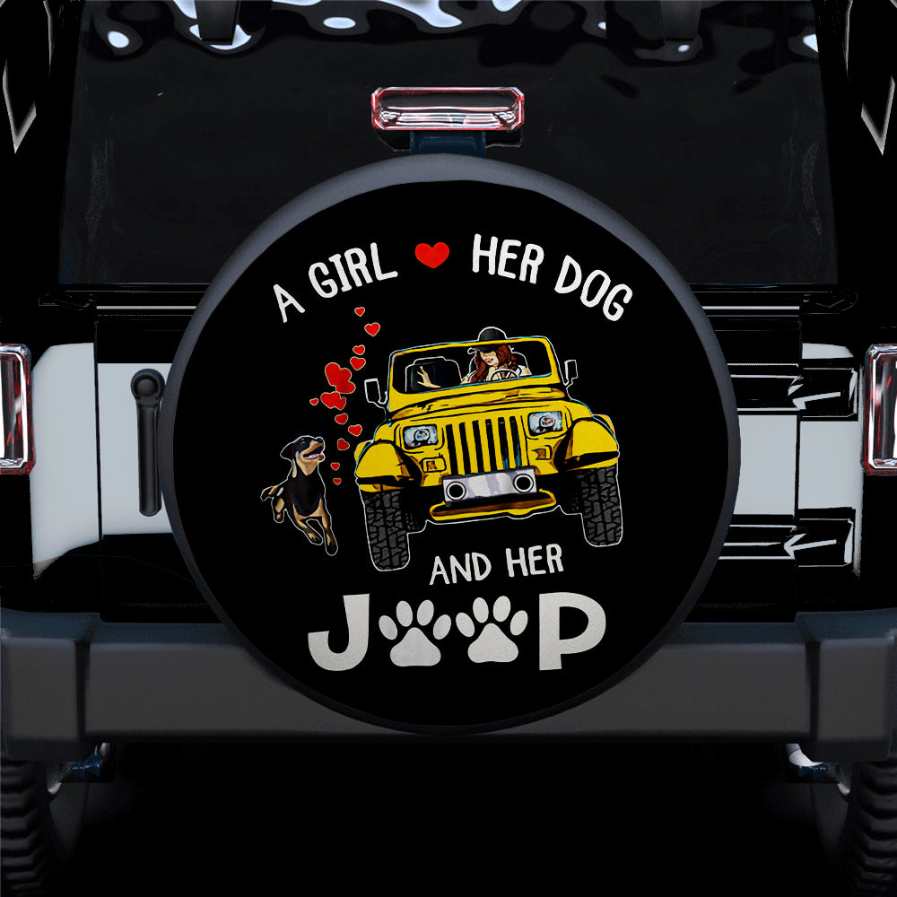 Girl Dog Jeep Yellow Car Spare Tire Covers Gift for Campers