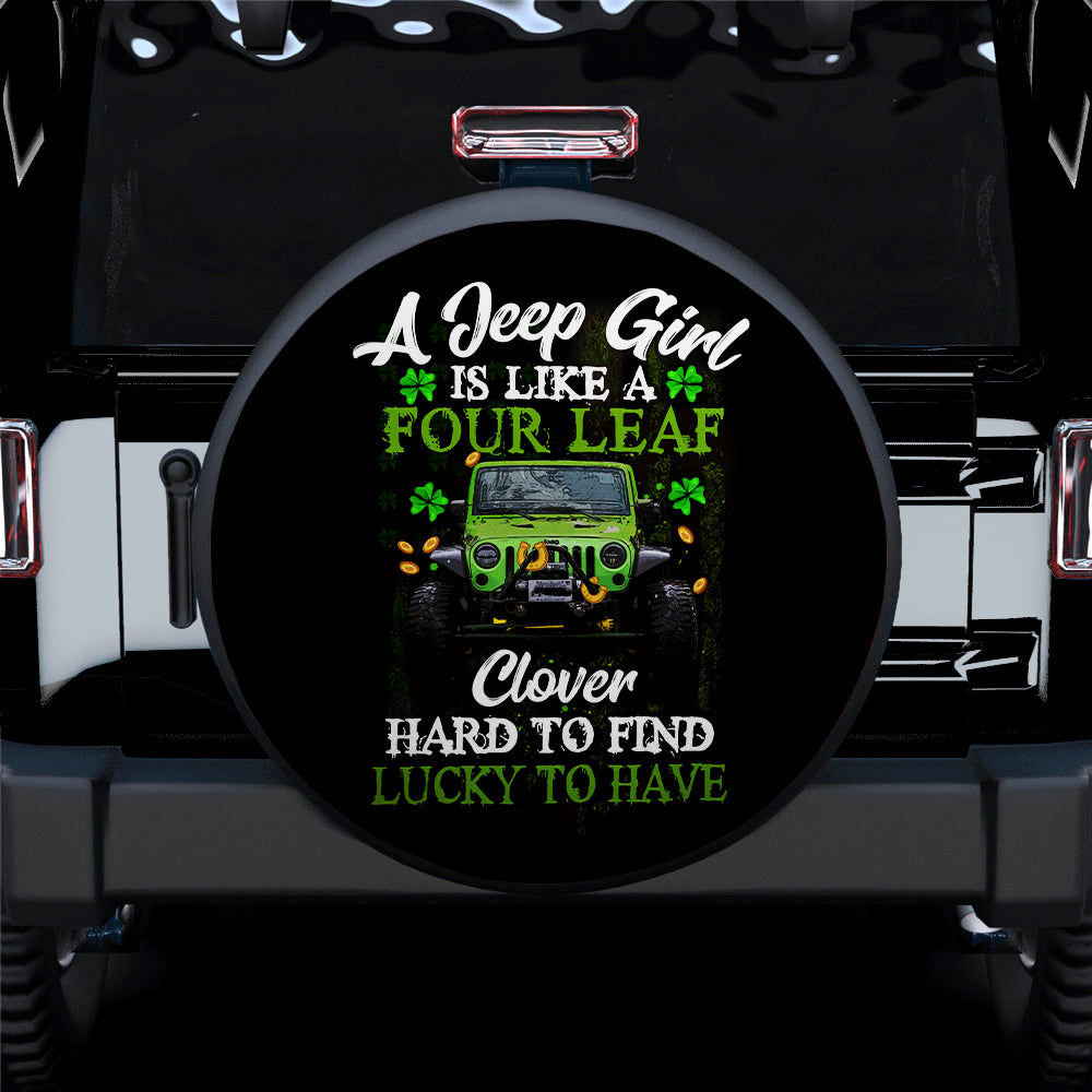 Jeep Girl Four Leaf Clover Spare Tire Covers Gift for Campers