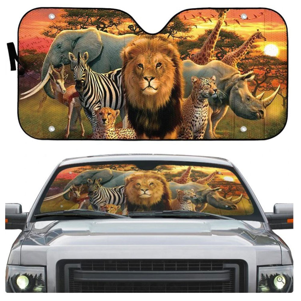 African Animal Themed Custom Car Sun Shades Windshield Accessories