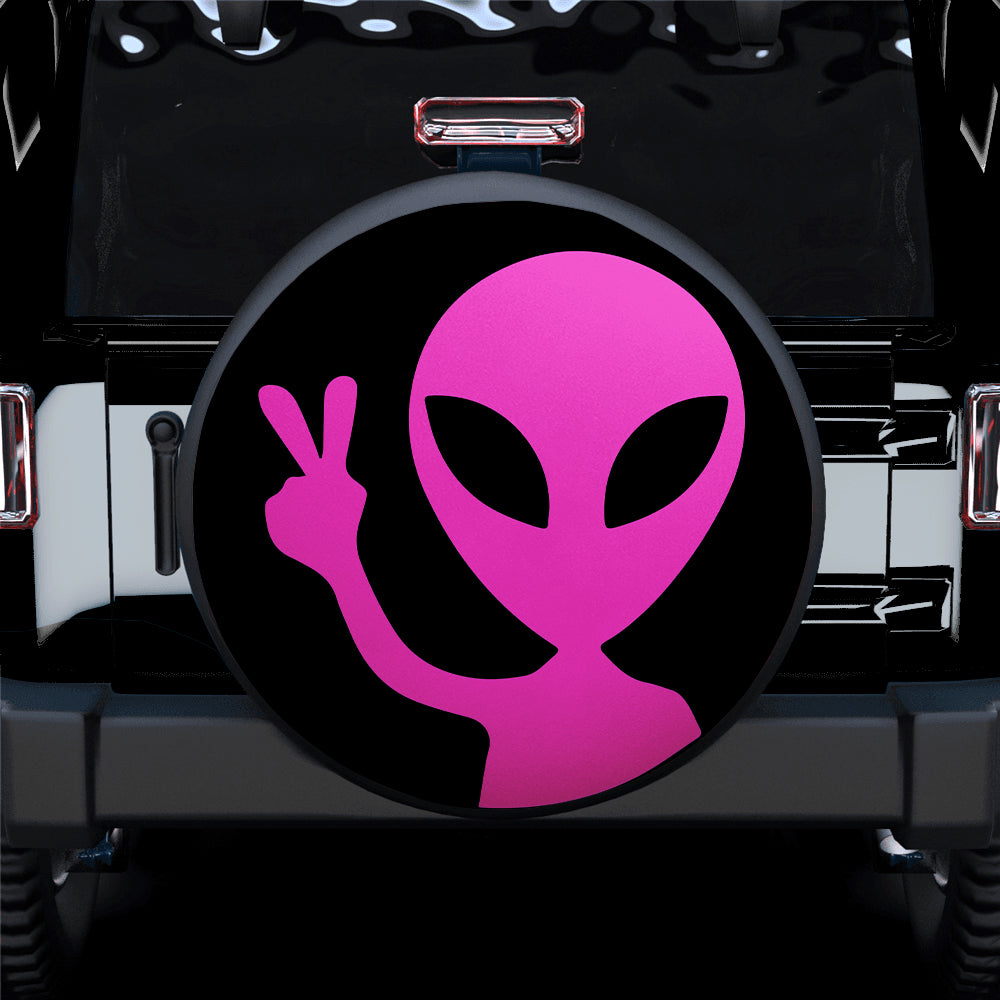 Pink Jeep Car Spare Tire Covers - Alien Say Hi Gift for Campers