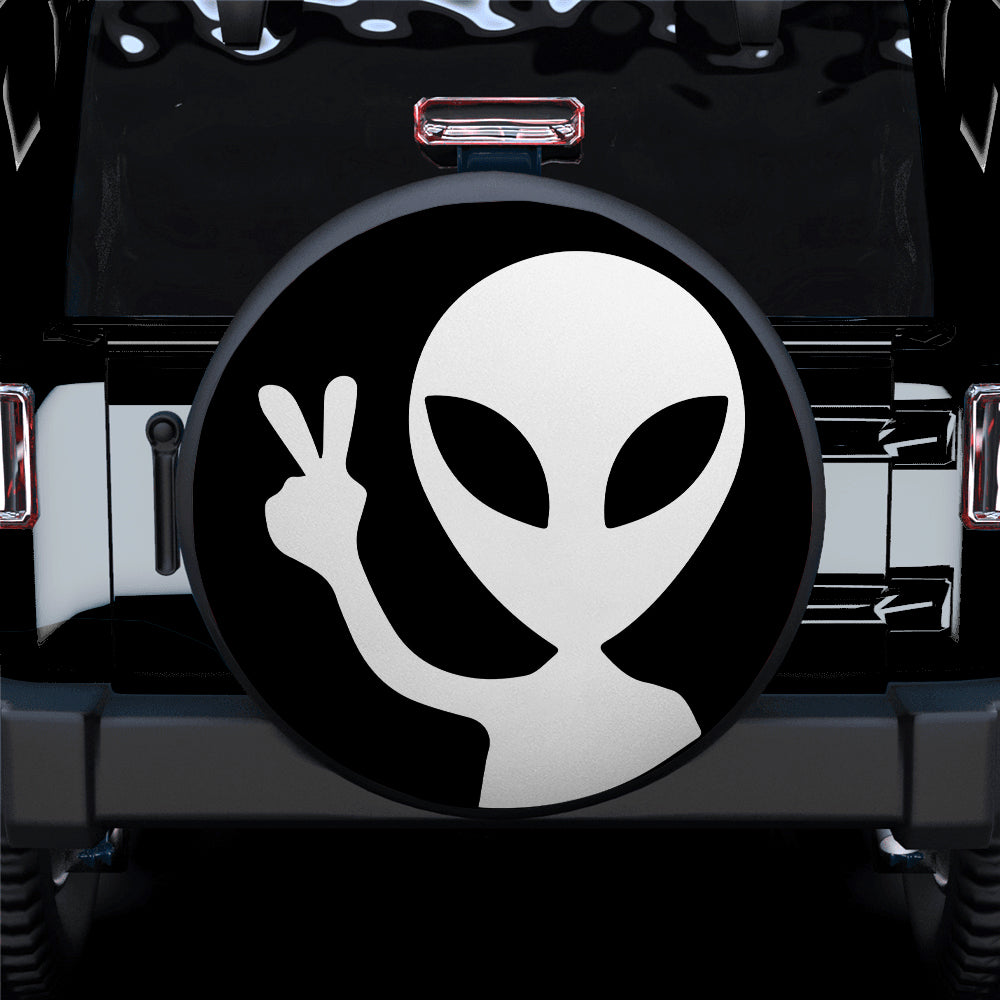 Alien Say Hi White Jeep Spare Tire Covers Gift for Campers