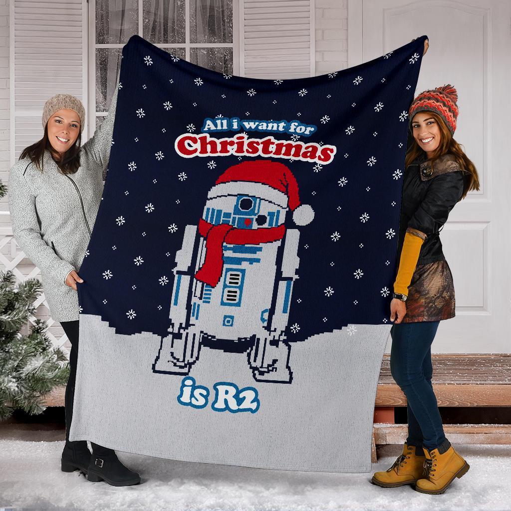 R2-D2 Christmas Blanket Custom Ugly Sweater Home Decor
