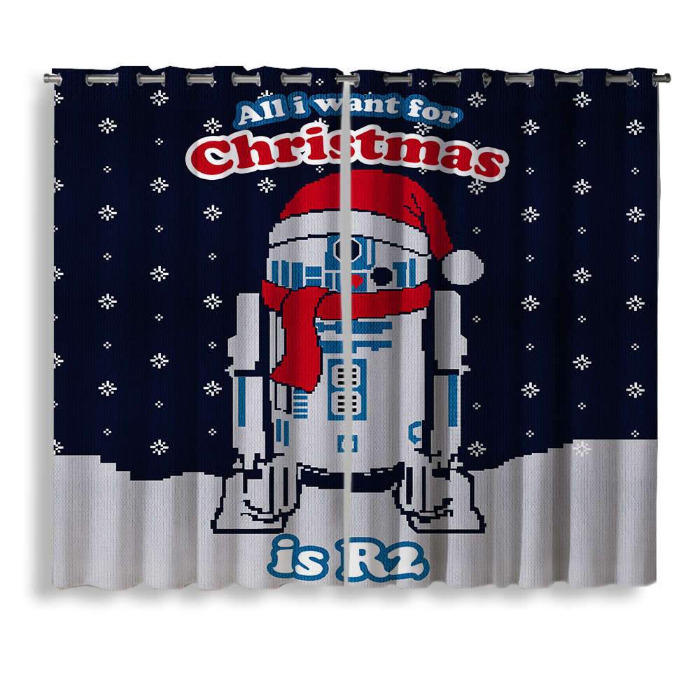 R2 Christmas Window Curtain - All I Want For Christmas Design