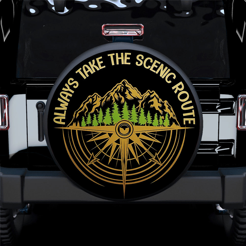 Scenic Route Jeep Spare Tire Cover Gift for Campers and Adventurers