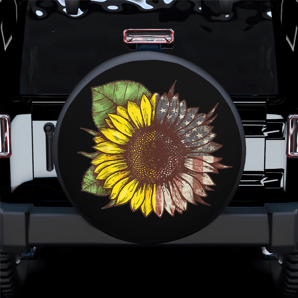 American Sunflower Tire Cover for Jeep - Great Gift for Campers