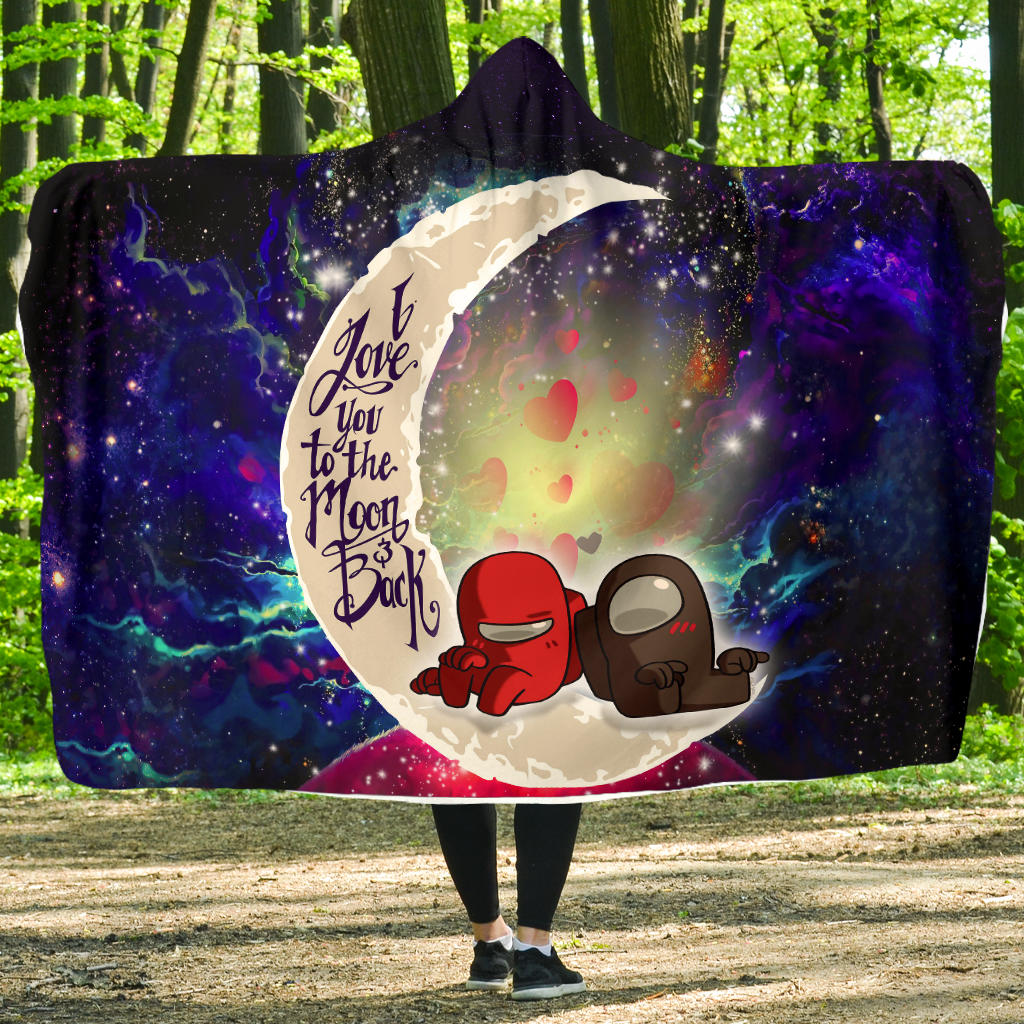 Among Us Couple Love You To The Moon Galaxy Hoodie Blanket
