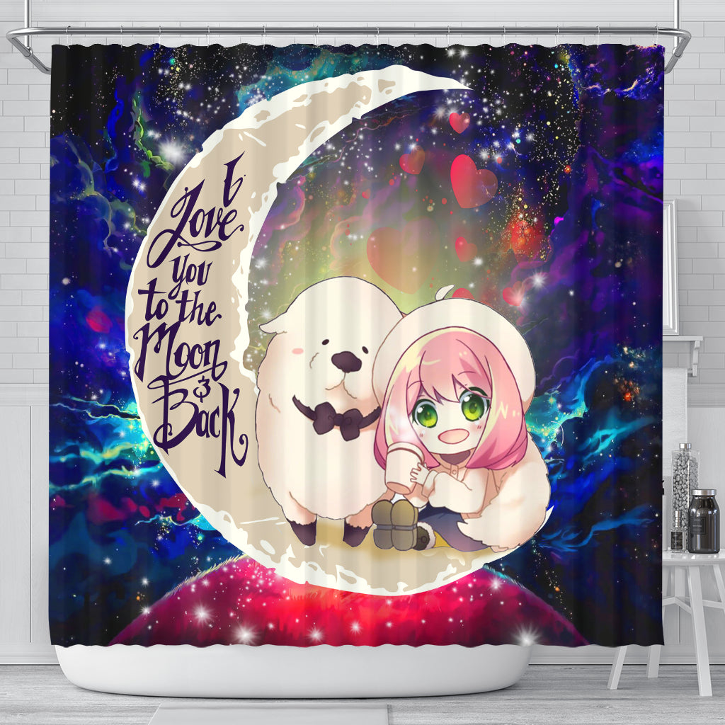 Anya Spy X Family Dog Shower Curtain Love You To The Moon Galaxy